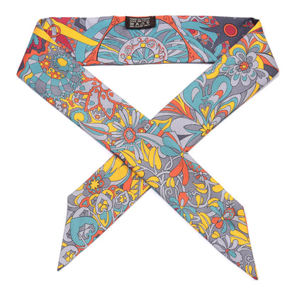 Hermes Silk L'Ivresse De L'Infini Twilly Gris Orange Canard 1 of 5