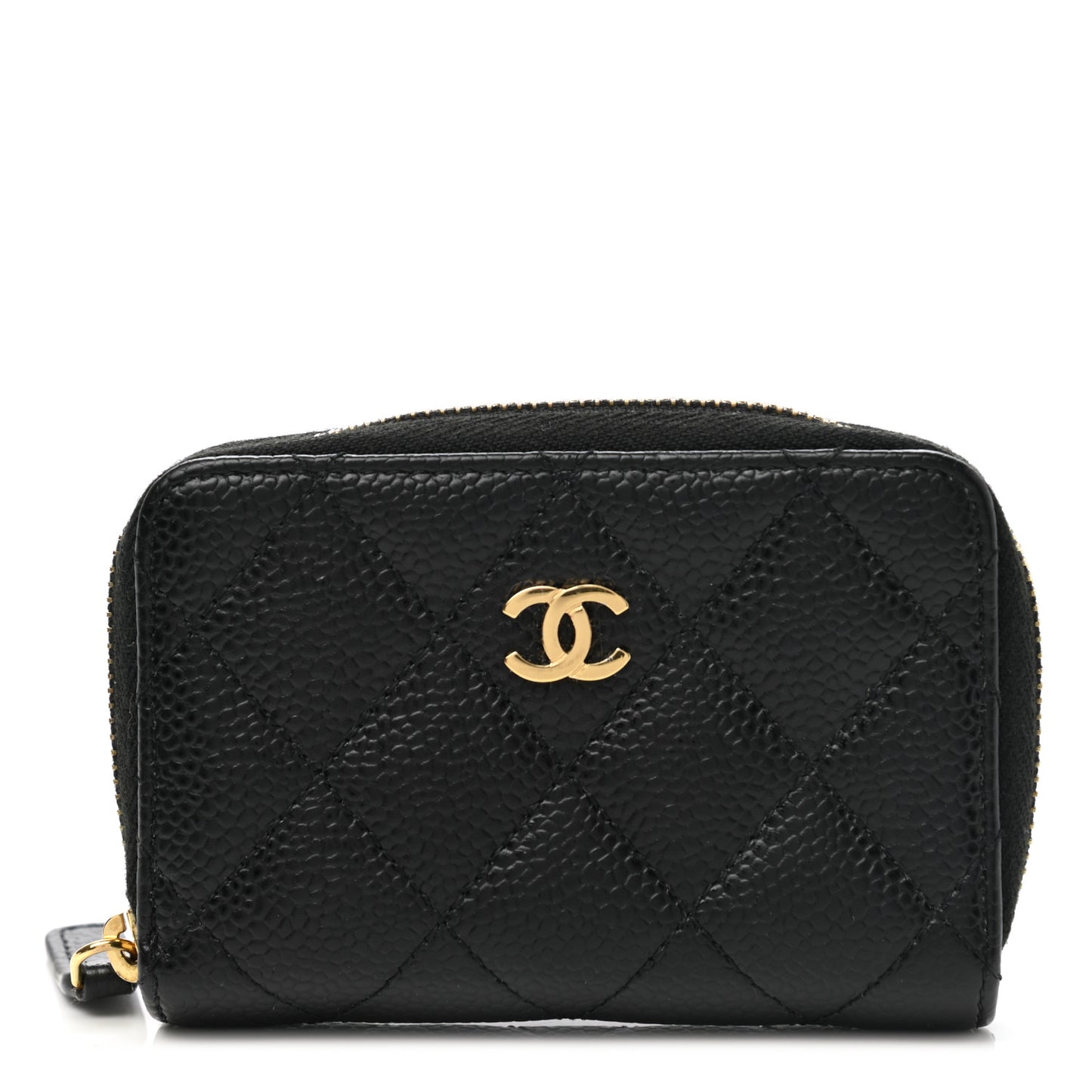 Caviar Quilted Zip Coin Purse Black