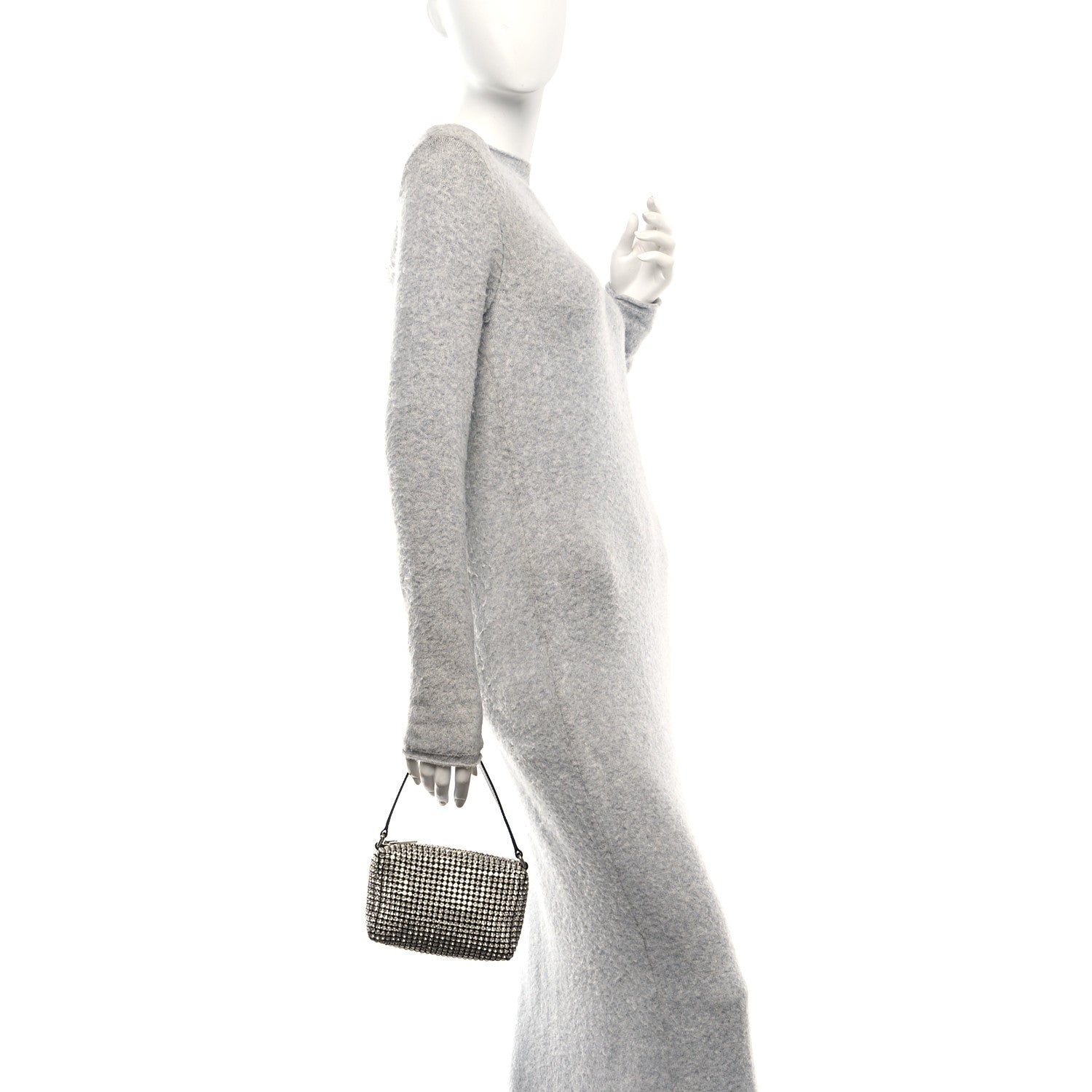 Alexander Wang Mesh Crystal Rhinestone Mini Heiress Pouch Silver 2 of 11