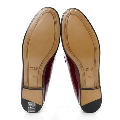 Gucci Patent Womens Jordaan Loafers 37.5 Rosso Ancora 6 of 10
