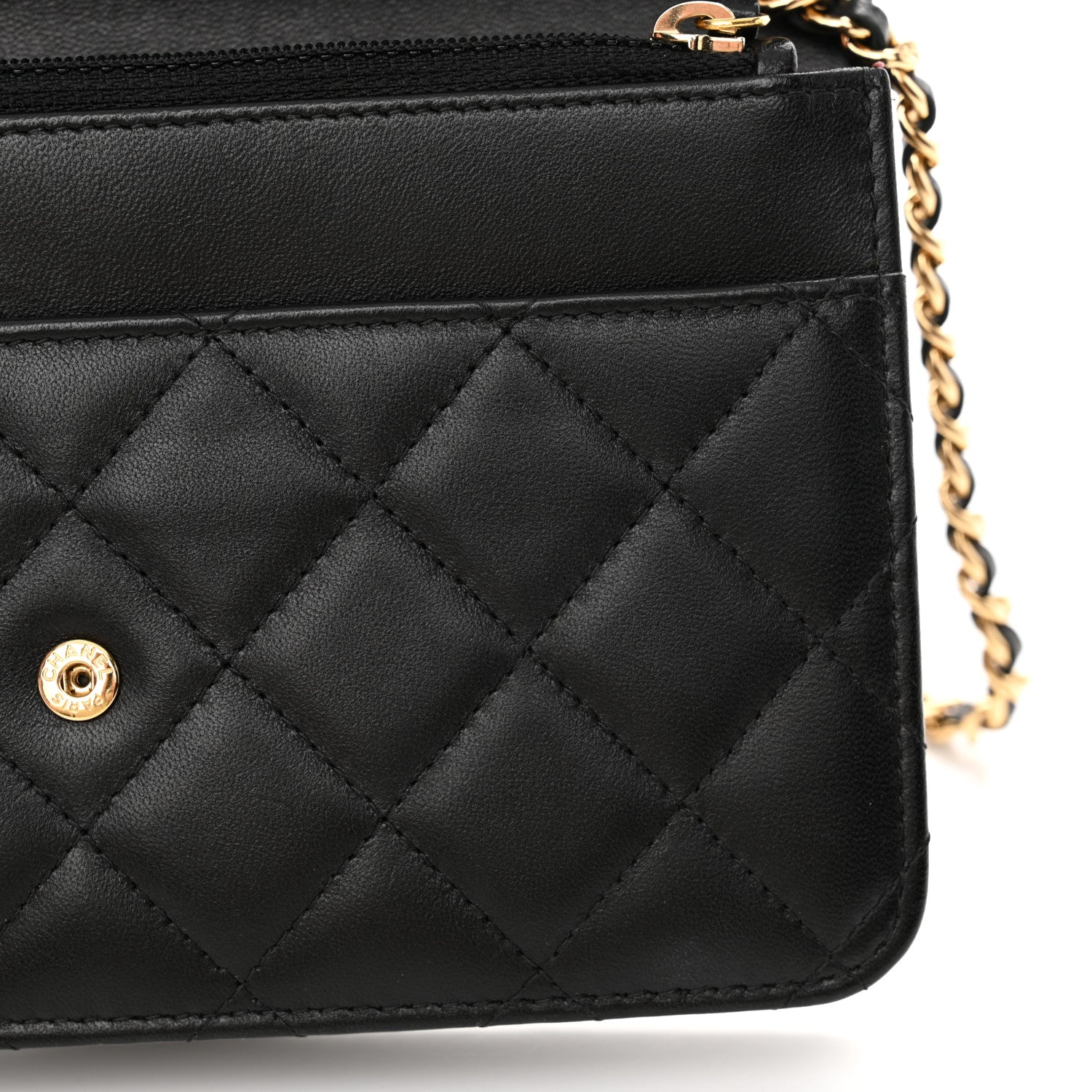 Chanel Lambskin Quilted Wallet On Chain WOC Black 14 of 15