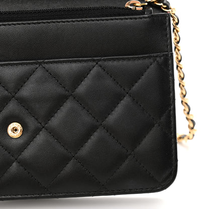 Chanel Lambskin Quilted Wallet On Chain WOC Black 14 of 15