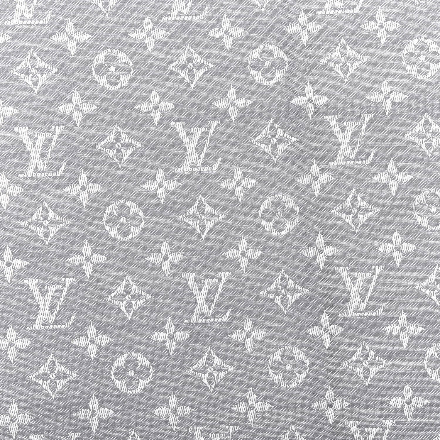 Louis Vuitton Wool Silk Monogram Denim Shawl Grey 3 of 4