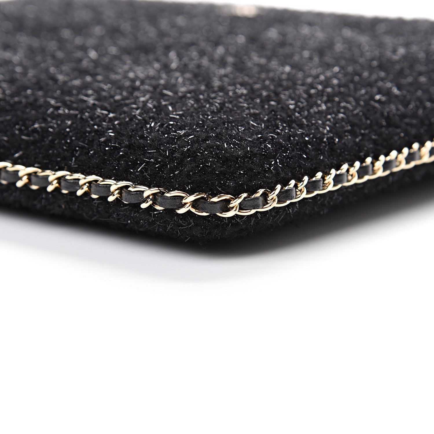 Chanel Tweed Chain Around Tablet Holder Crossbody Black 9 of 10