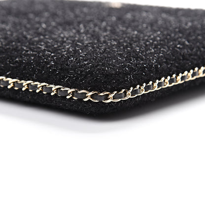 Chanel Tweed Chain Around Tablet Holder Crossbody Black 9 of 10