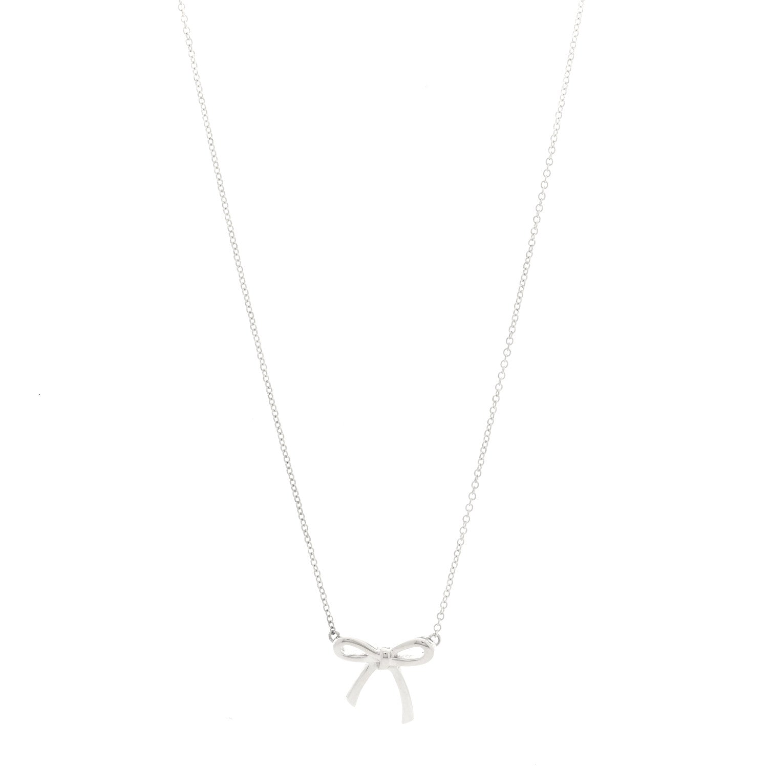 Tiffany Sterling Silver Small Bow Pendant Necklace 1 of 5