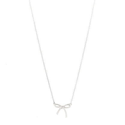 Tiffany Sterling Silver Small Bow Pendant Necklace 1 of 5