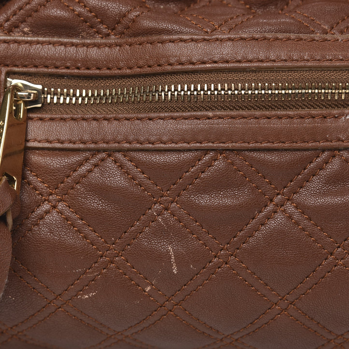 Calfskin Quilted Stam Brown