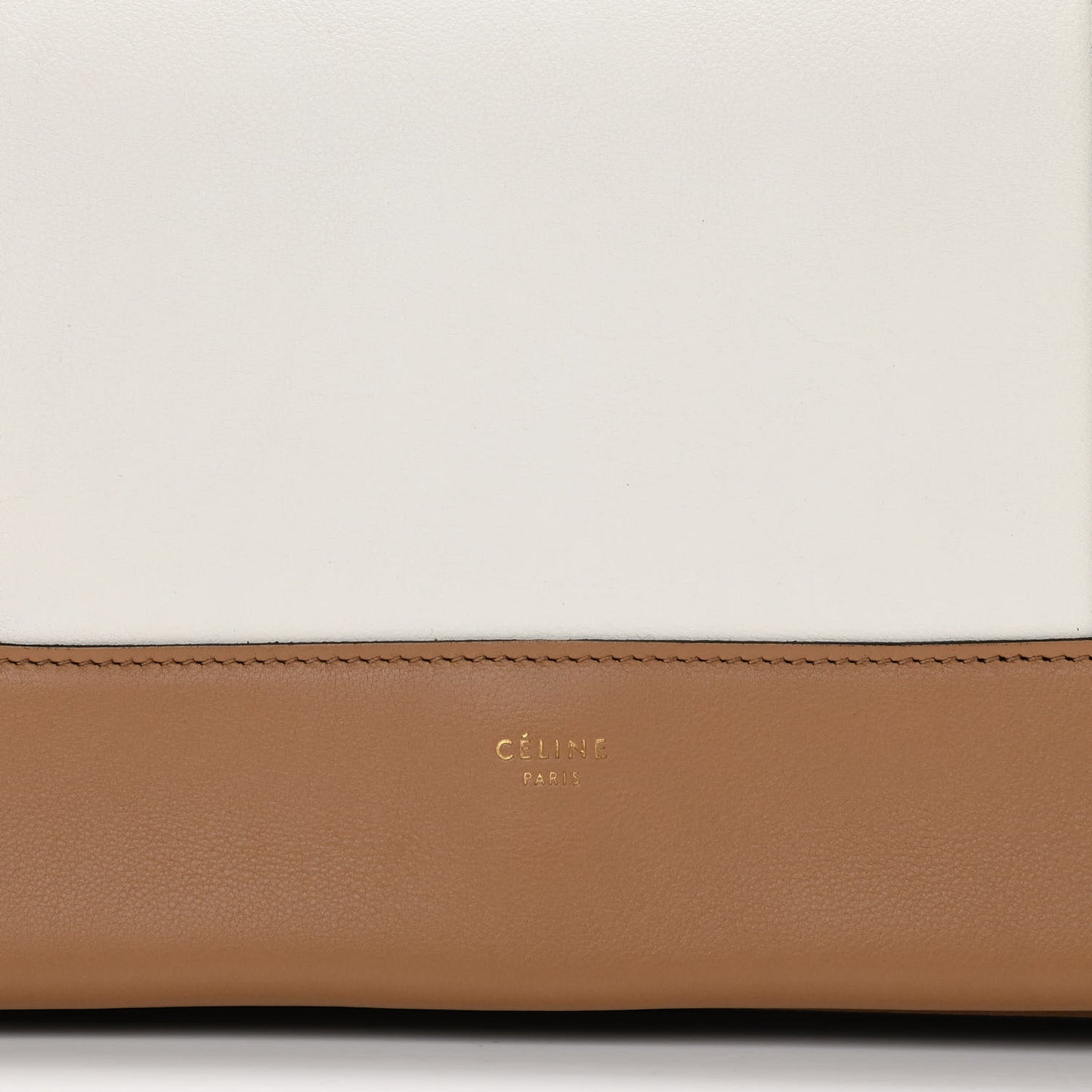 Shiny Smooth Calfskin Medium Frame Shoulder Bag Tan Optic White