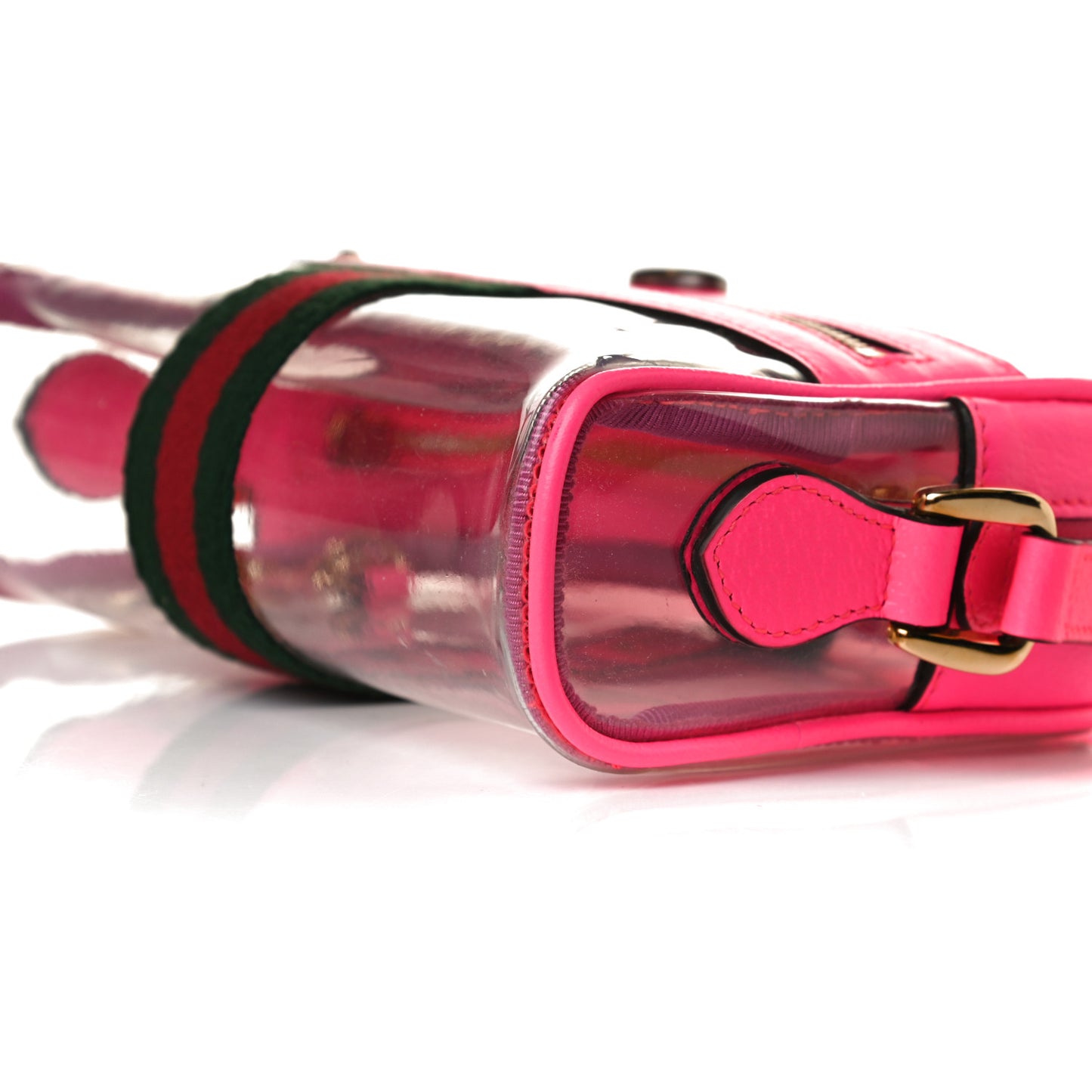 Vinyl Web Mini Ophidia Transparent Shoulder Bag Fluorescent Fuchsia