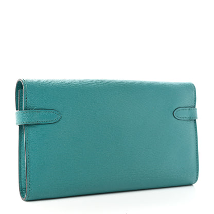 Hermes Chevre Mysore Kelly Longue Wallet Bleu Paon 3 of 18
