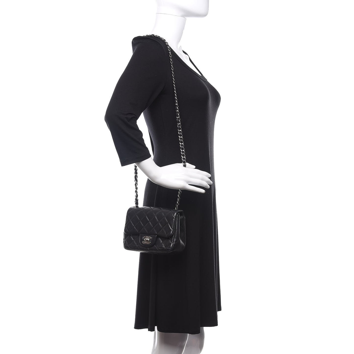 Lambskin Quilted Mini Square Flap Black