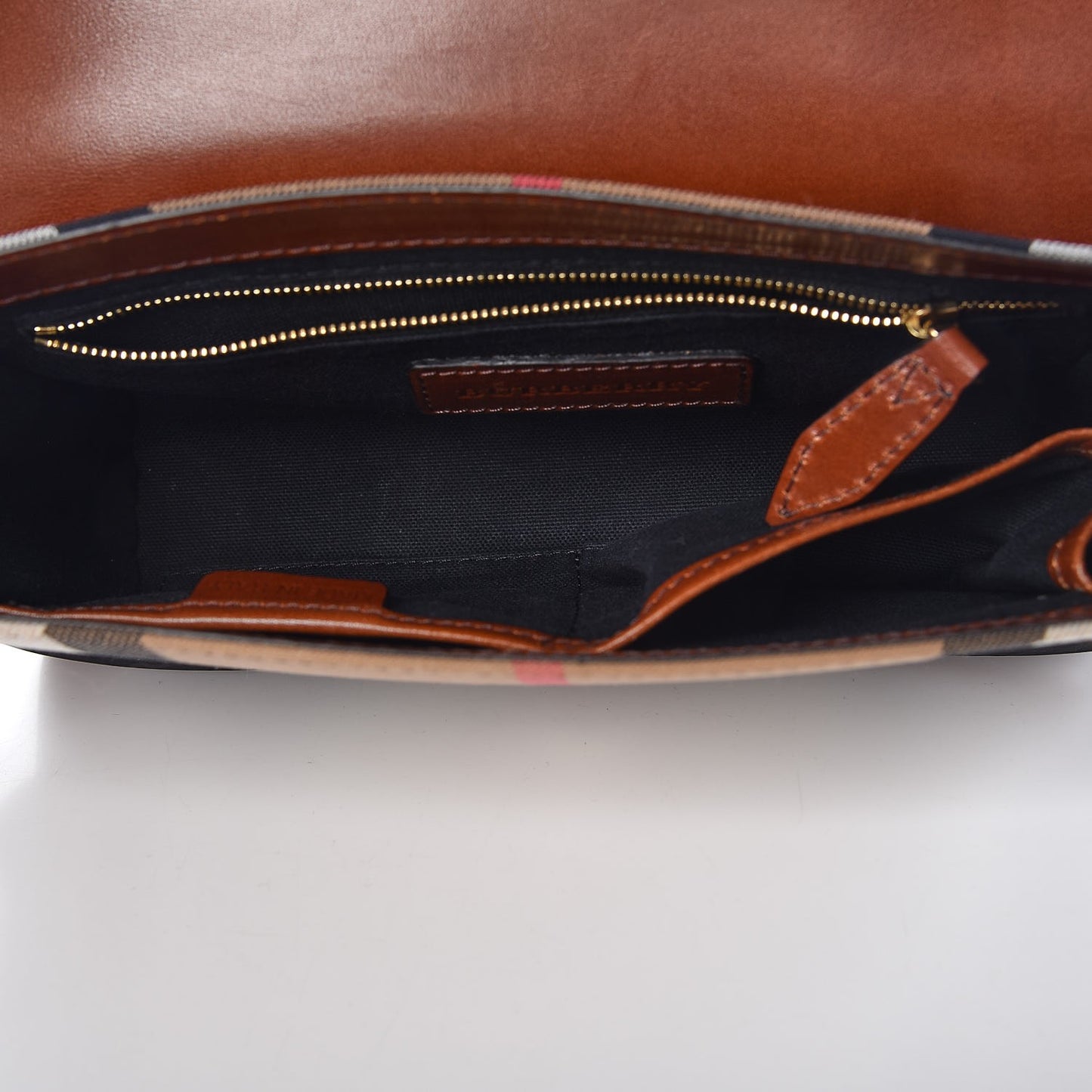 House Check Bridle Calfskin Small Abbott Crossbody Bag Tan