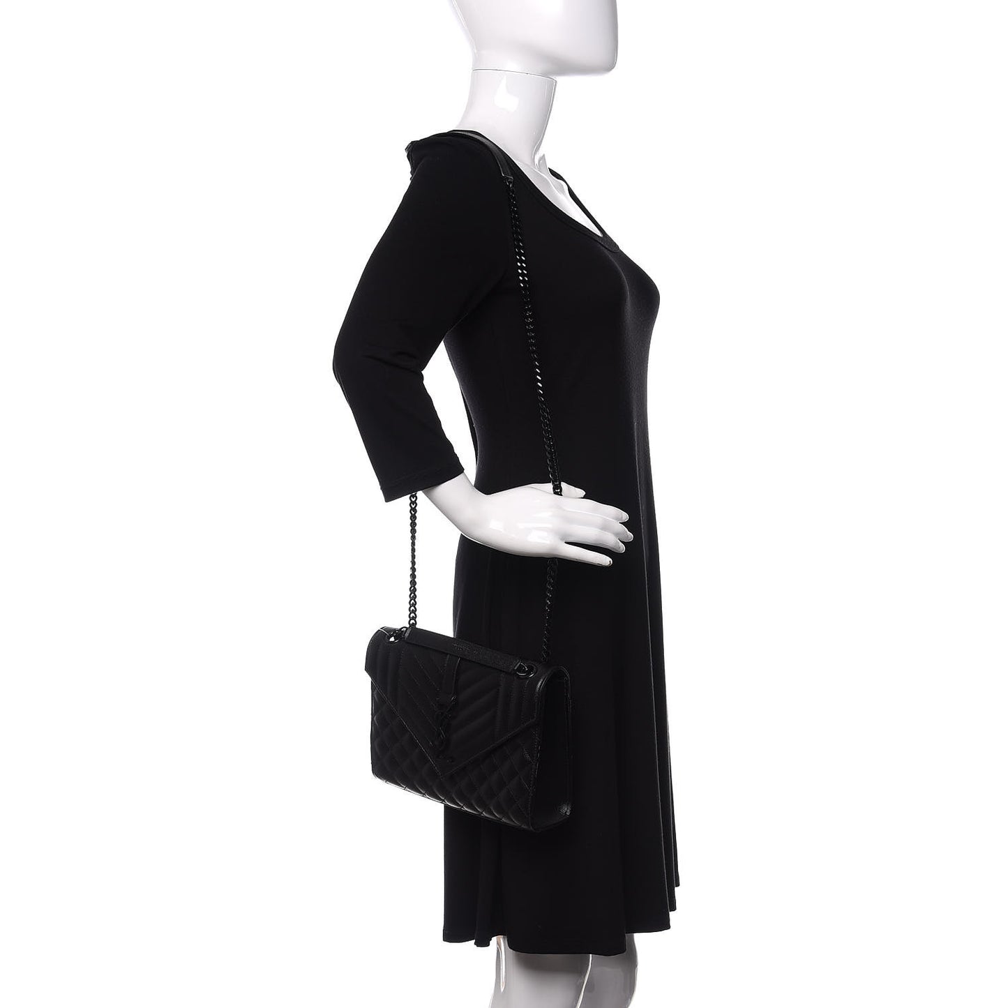 Grain De Poudre Textured Mixed Matelasse Triquilt Medium Monogram Satchel Black