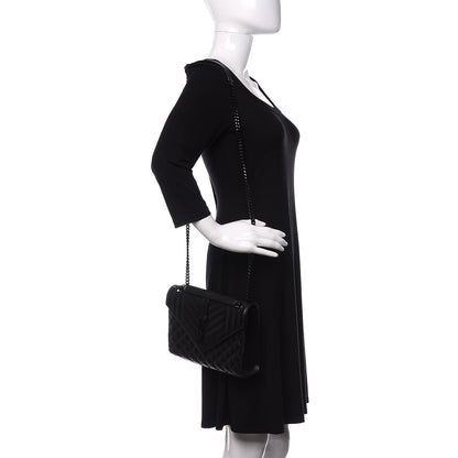 Saint Laurent Grain De Poudre Textured Mixed Matelasse Triquilt Medium Monogram Satchel Black 3 of 12