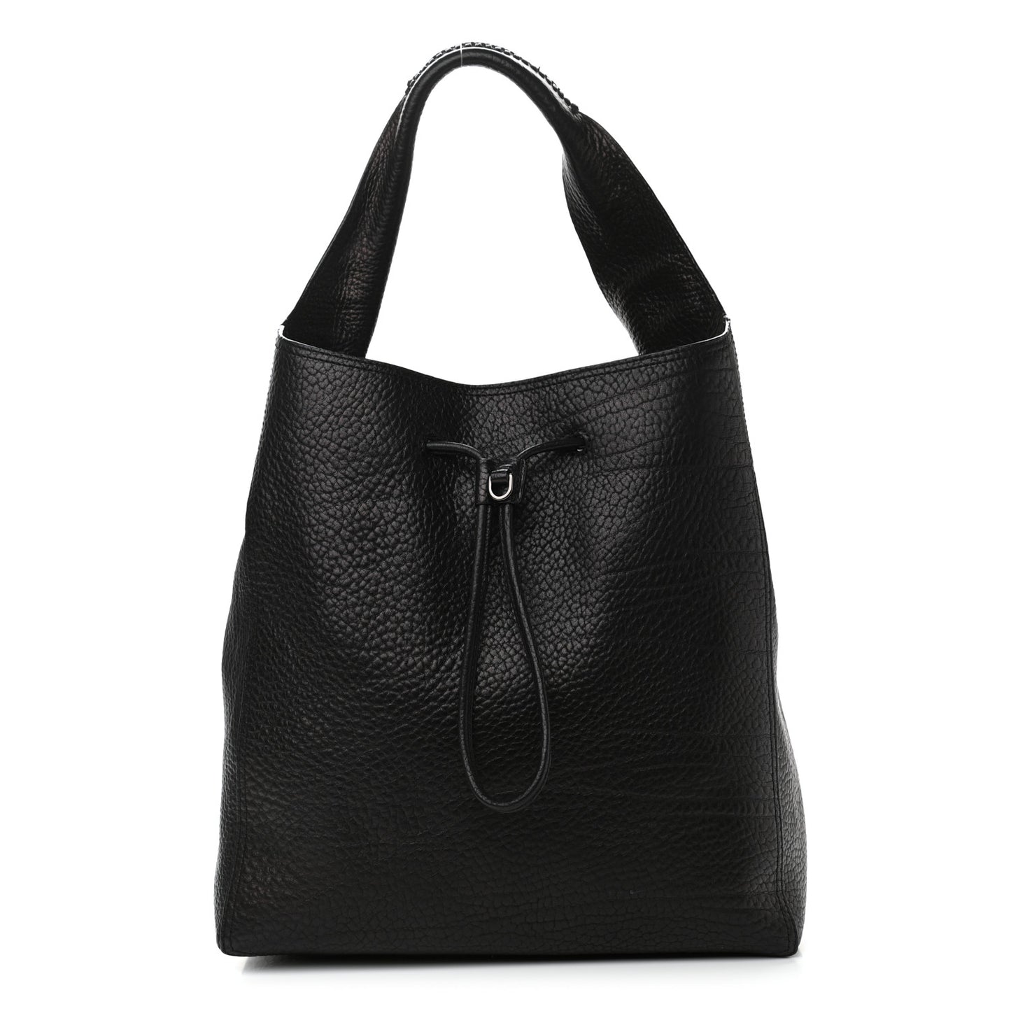 Textured Calfskin Shoulder Bag Black