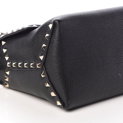 Valentino Garavani Pebbled Calfskin Rockstud Single Handle Flap Bag Black 8 of 9