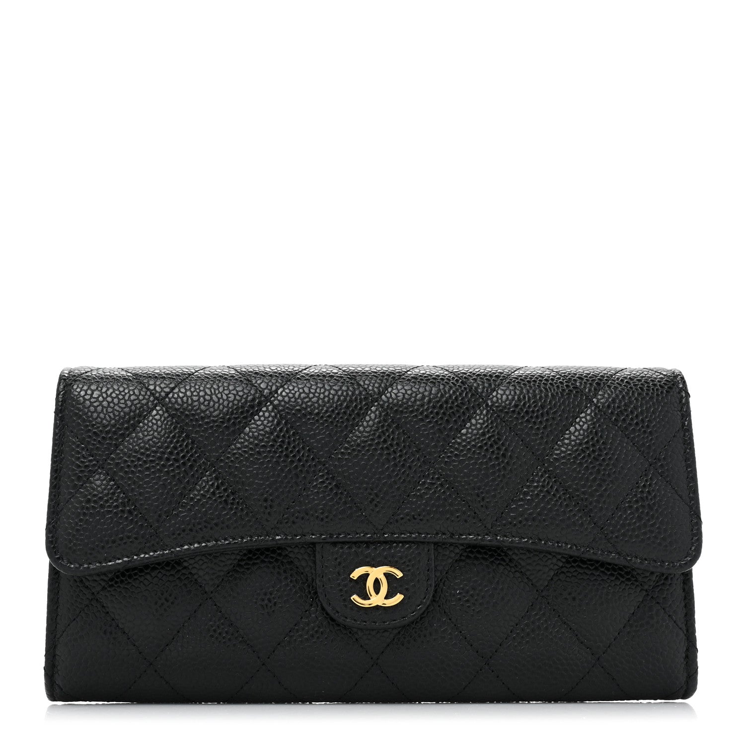 Chanel Caviar Quilted Large Gusset Flap Wallet Black 1 of 13