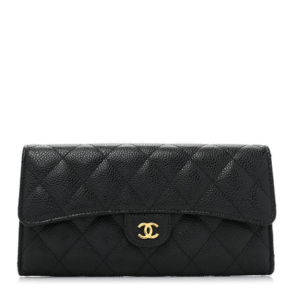 Chanel Caviar Quilted Large Gusset Flap Wallet Black 1 of 13