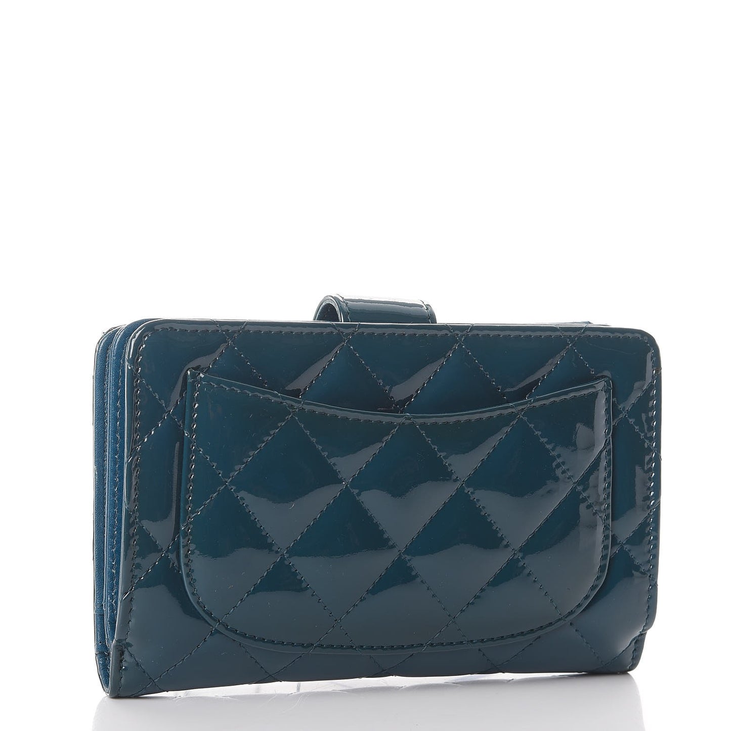 Patent Quilted Zip Pocket Wallet Blue