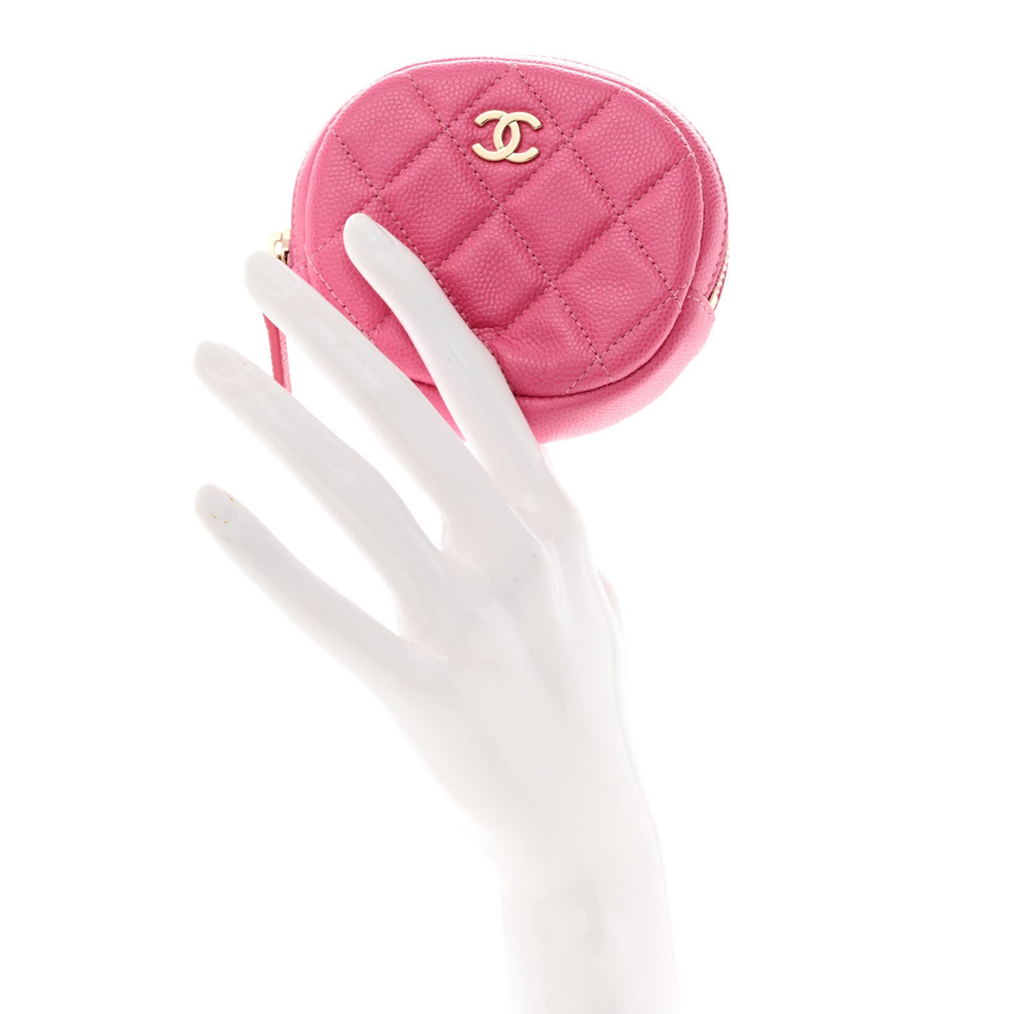 Caviar Quilted Zip Around Classic Coin Purse Pink