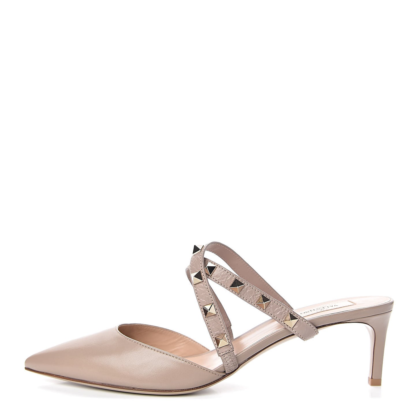 Nappa Rockstud Criss Cross 55mm Mules 40 Poudre