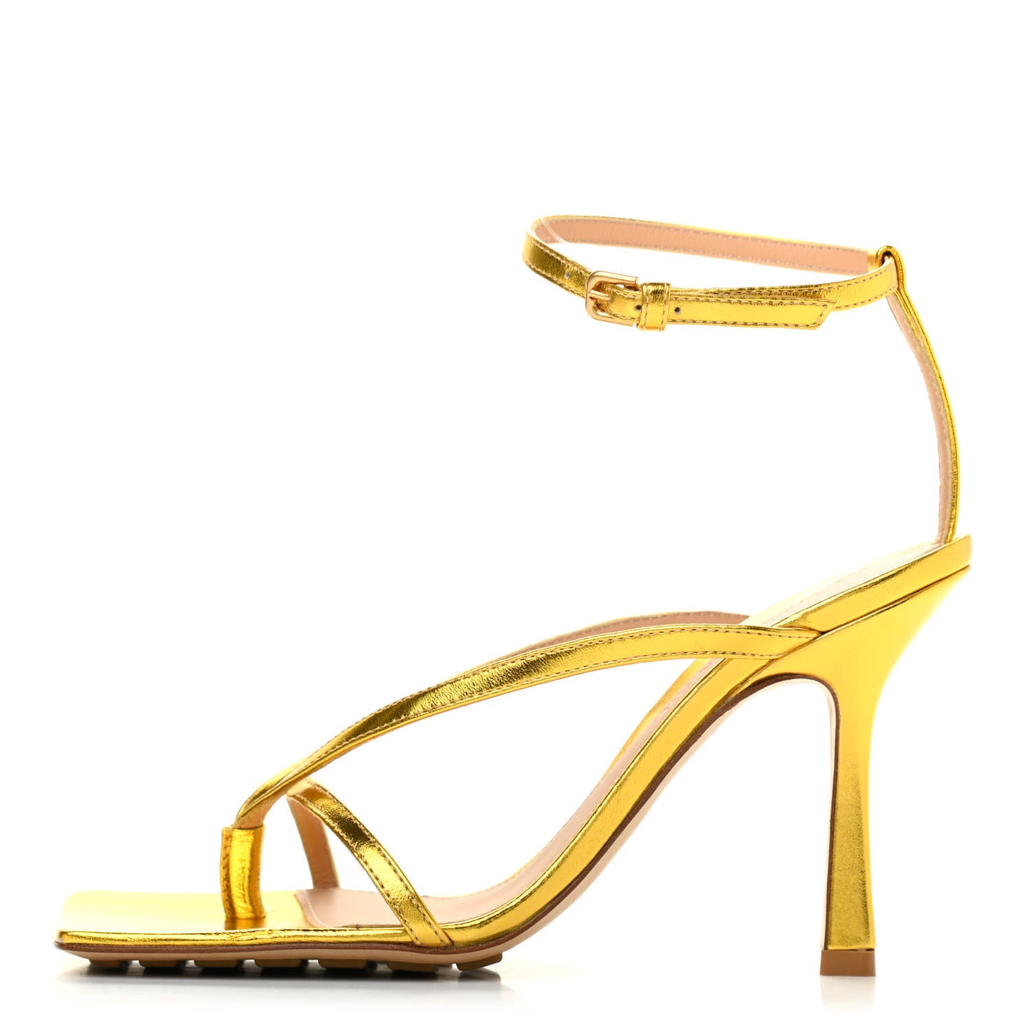 Lambskin Stretch Multi Strap 90mm Sandals 35 Gold