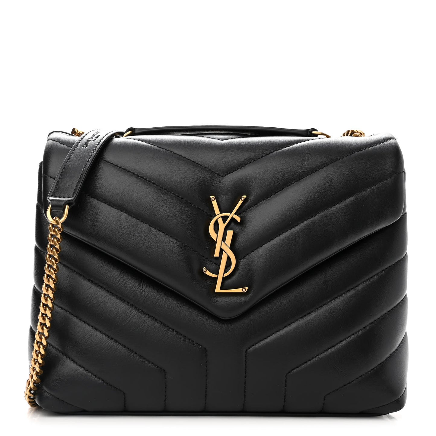 Calfskin Y Quilted Monogram Small Loulou Chain Satchel Black