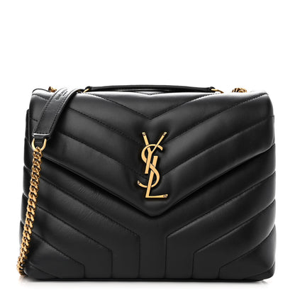 Saint Laurent Calfskin Y Quilted Monogram Small Loulou Chain Satchel Black 1 of 11