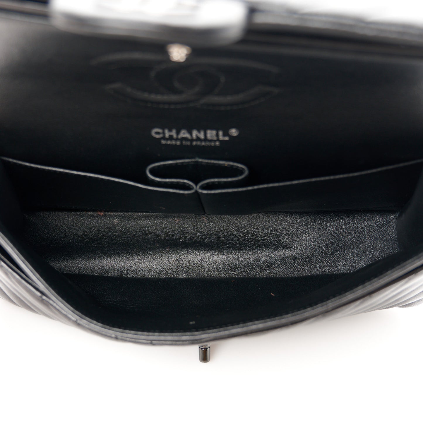 Lambskin Chevron Quilted Medium Double Flap So Black