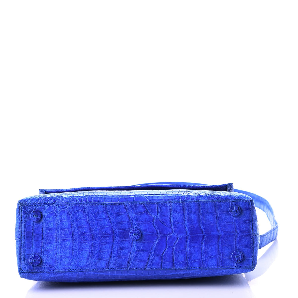Matte Crocodile Top Handle Shoulder Bag Blue