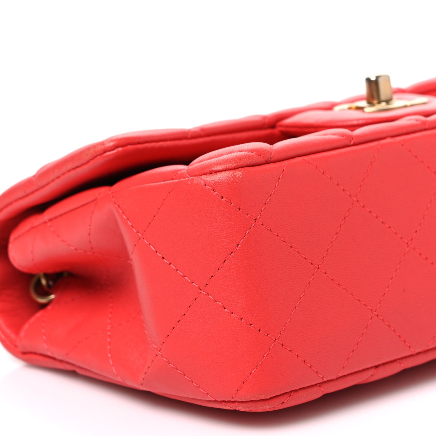 Lambskin Quilted Mini Rectangular Flap Red