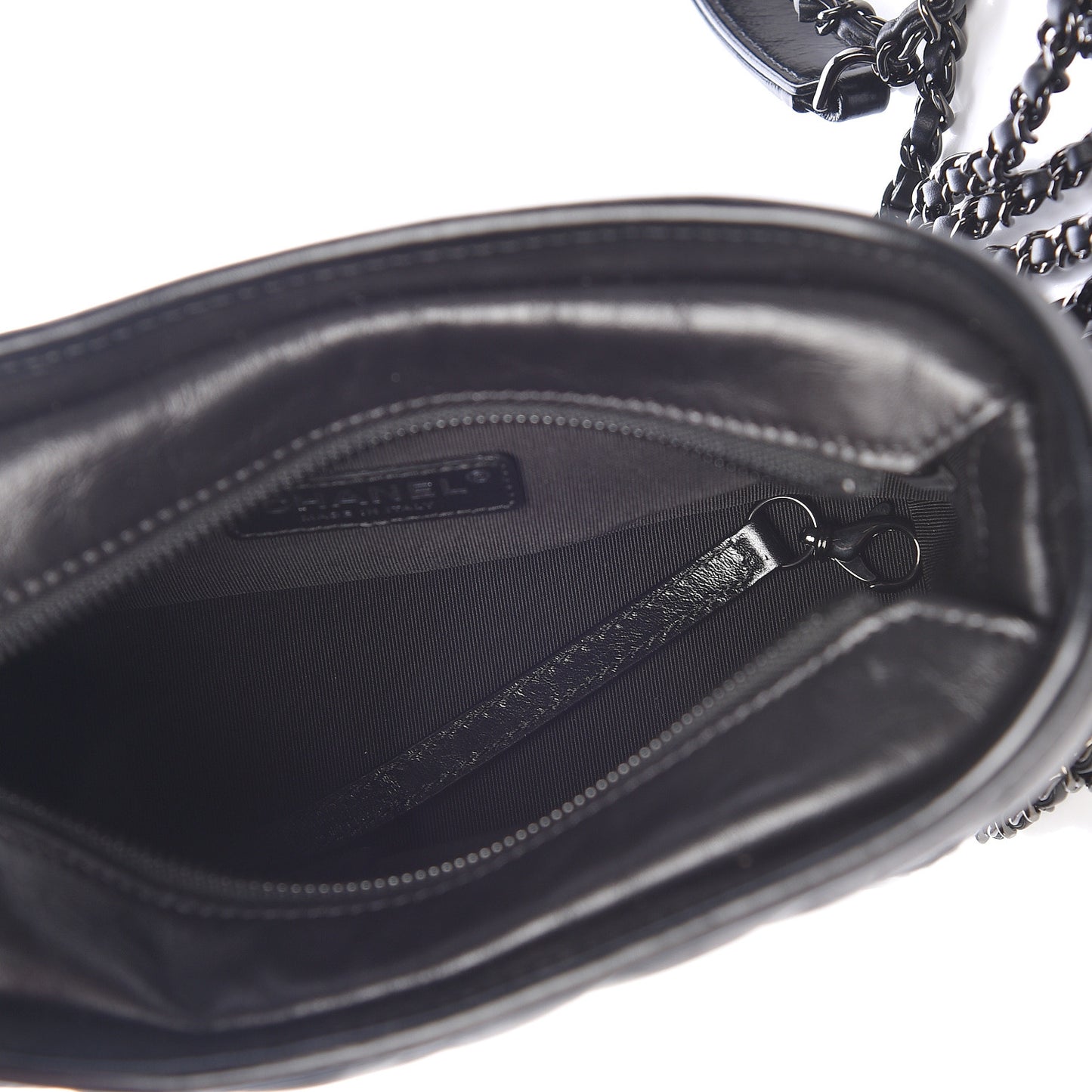 Aged Calfskin Chevron Quilted Small Gabrielle Hobo So Black