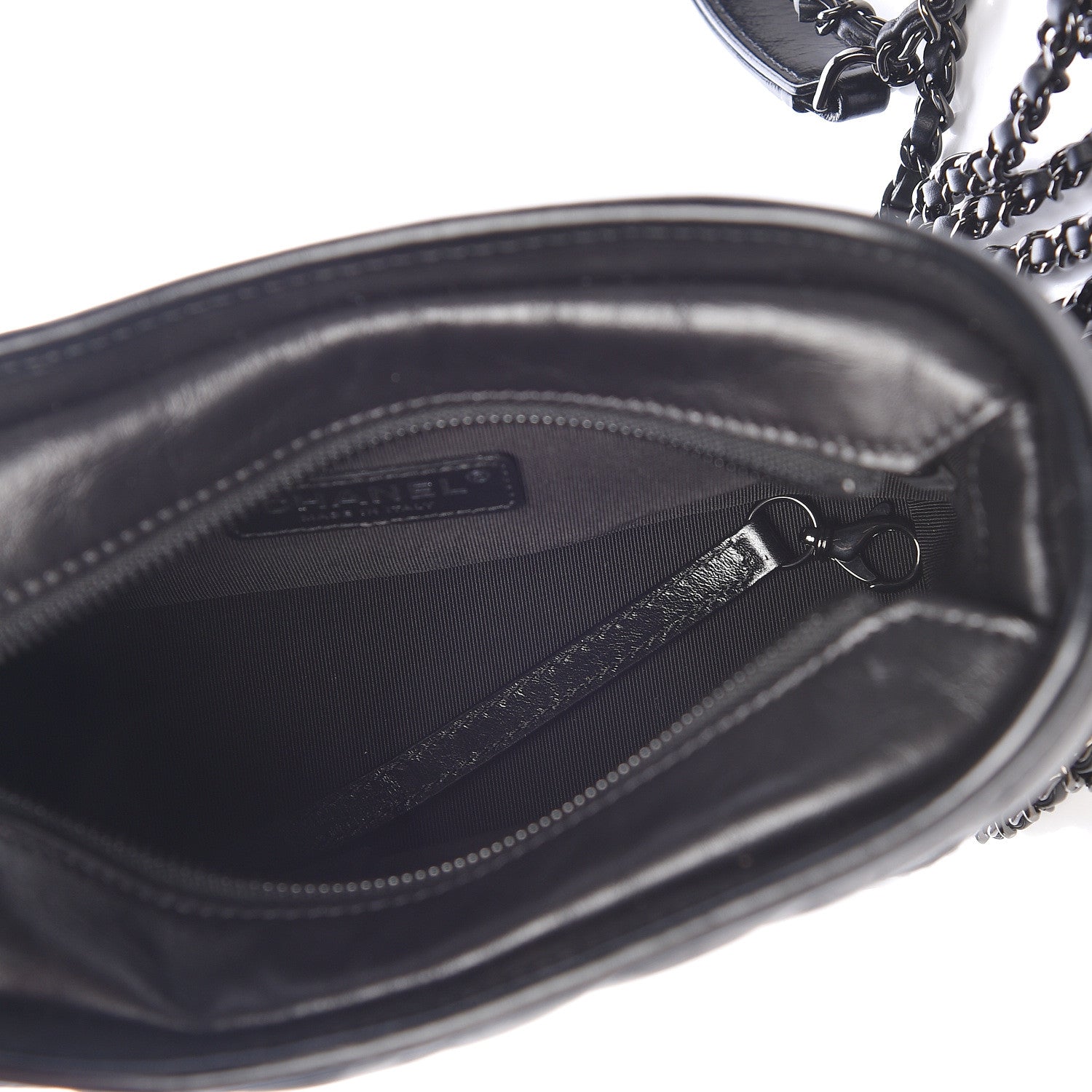 Chanel Aged Calfskin Chevron Quilted Small Gabrielle Hobo So Black 7 of 12