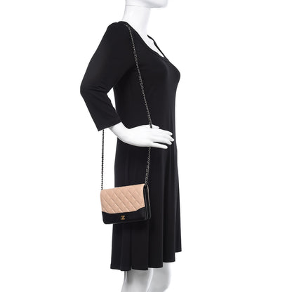 Chanel Aged Calfskin Quilted Gabrielle Wallet On Chain WOC Beige Black 2 of 12
