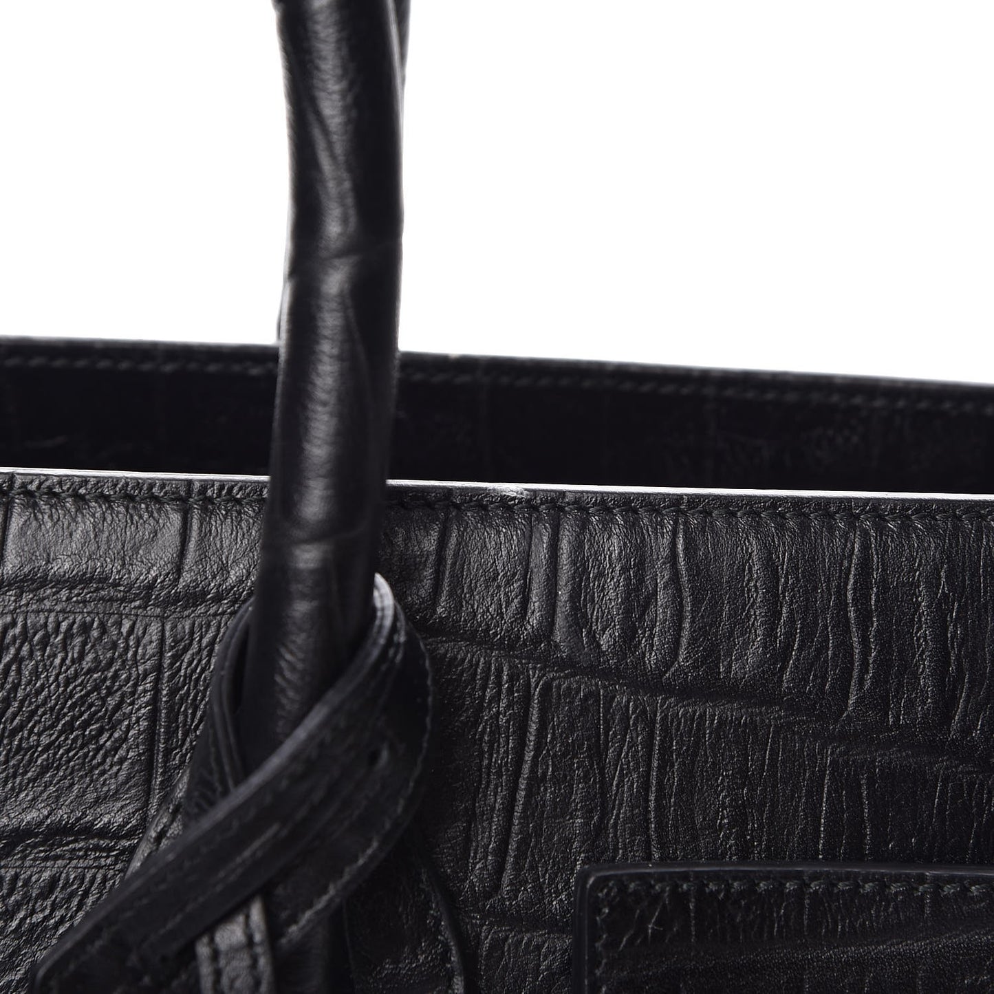 Calfskin Crocodile Embossed Small Sac de Jour Black