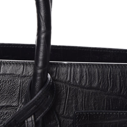 Saint Laurent Calfskin Crocodile Embossed Small Sac de Jour Black 9 of 11