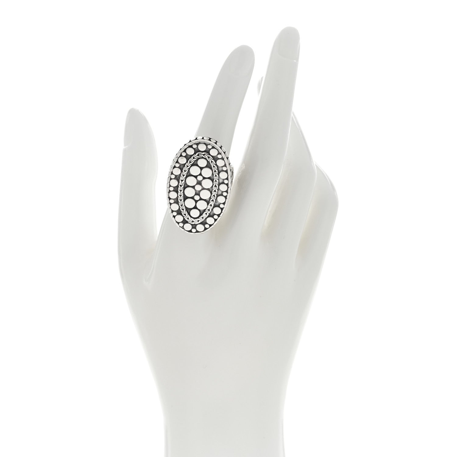 John Hardy Sterling Silver Dot Oval Ring 55 7.25 2 of 4