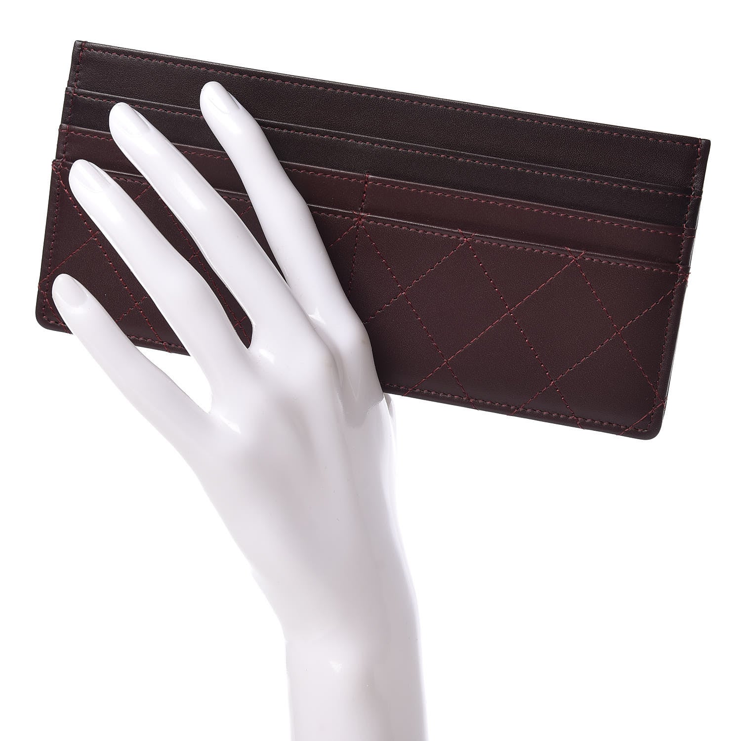 Chanel Calfskin Stitched Removable Insert Burgundy 2 of 8