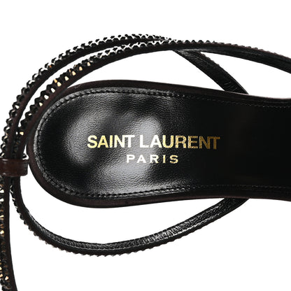 Saint Laurent Satin Crystal Ava 105 Sandals 38.5 Amaranth 6 of 8