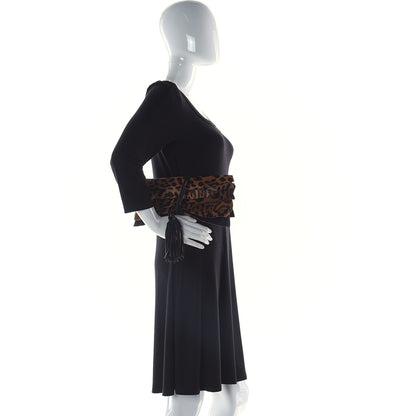 Saint Laurent Calf Hair Ruffle Leopard Print Fold-Over Clutch Black 2 of 12