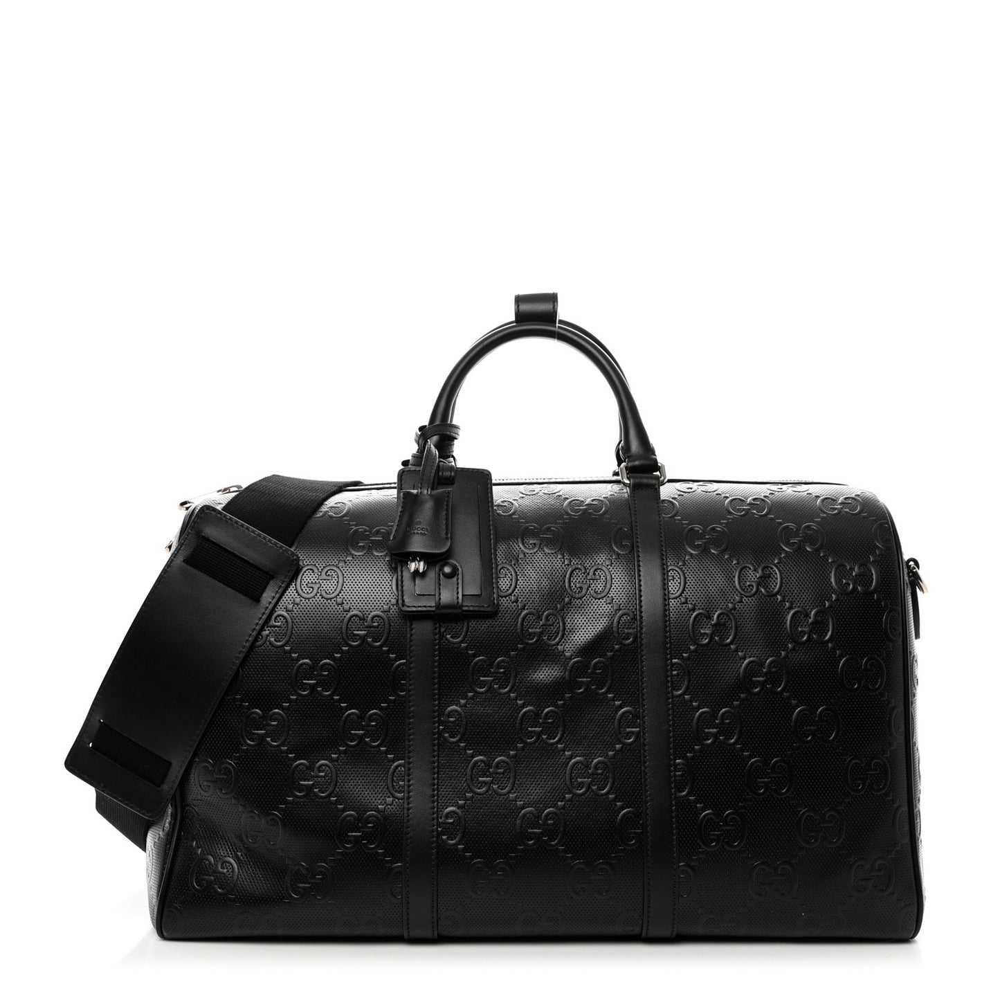 Calfskin GG Tennis Embossed Duffle Bag Black