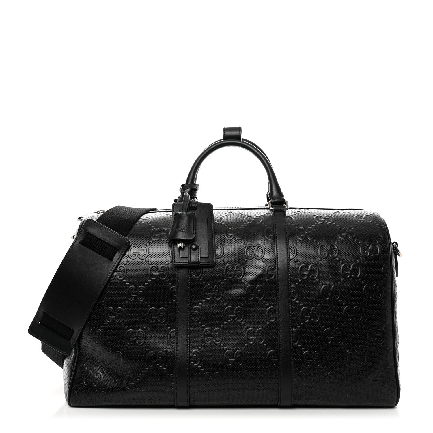 Gucci Calfskin GG Tennis Embossed Duffle Bag Black 1 of 8