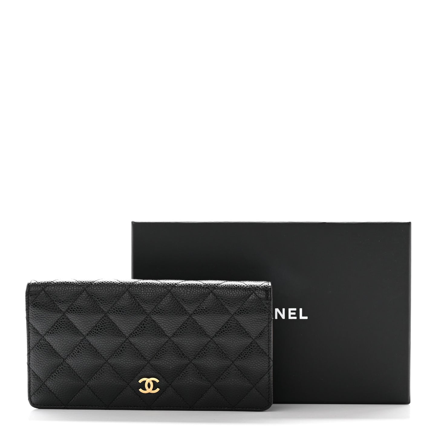 Caviar Quilted Yen Wallet Black