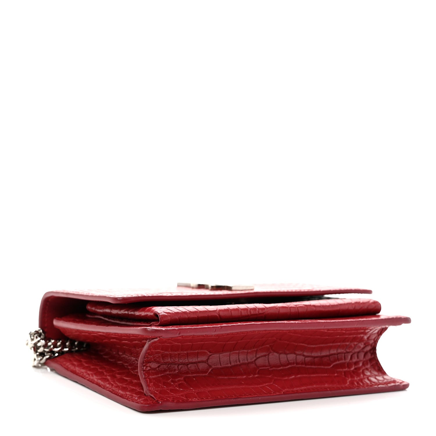 Saint Laurent Calfskin Crocodile Embossed Monogram Sunset Chain