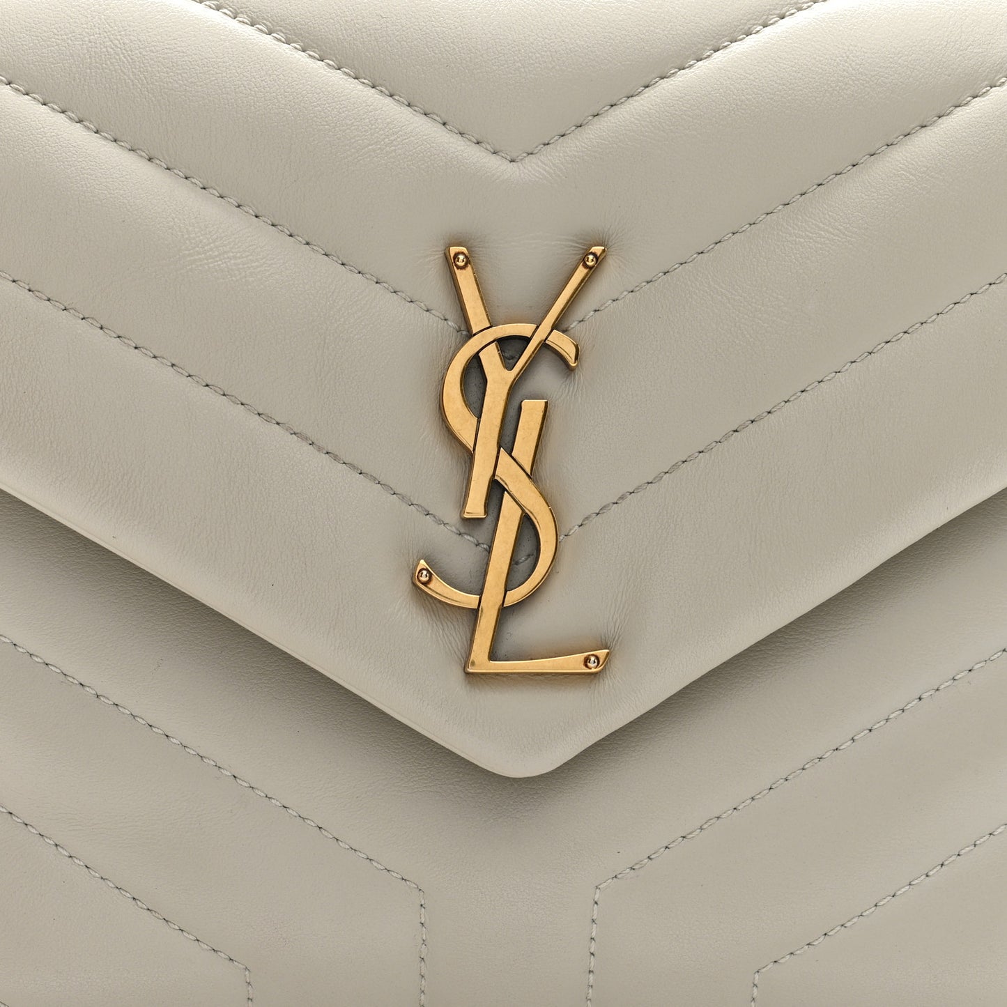 Calfskin Y Quilted Monogram Small Loulou Chain Satchel Crema Soft