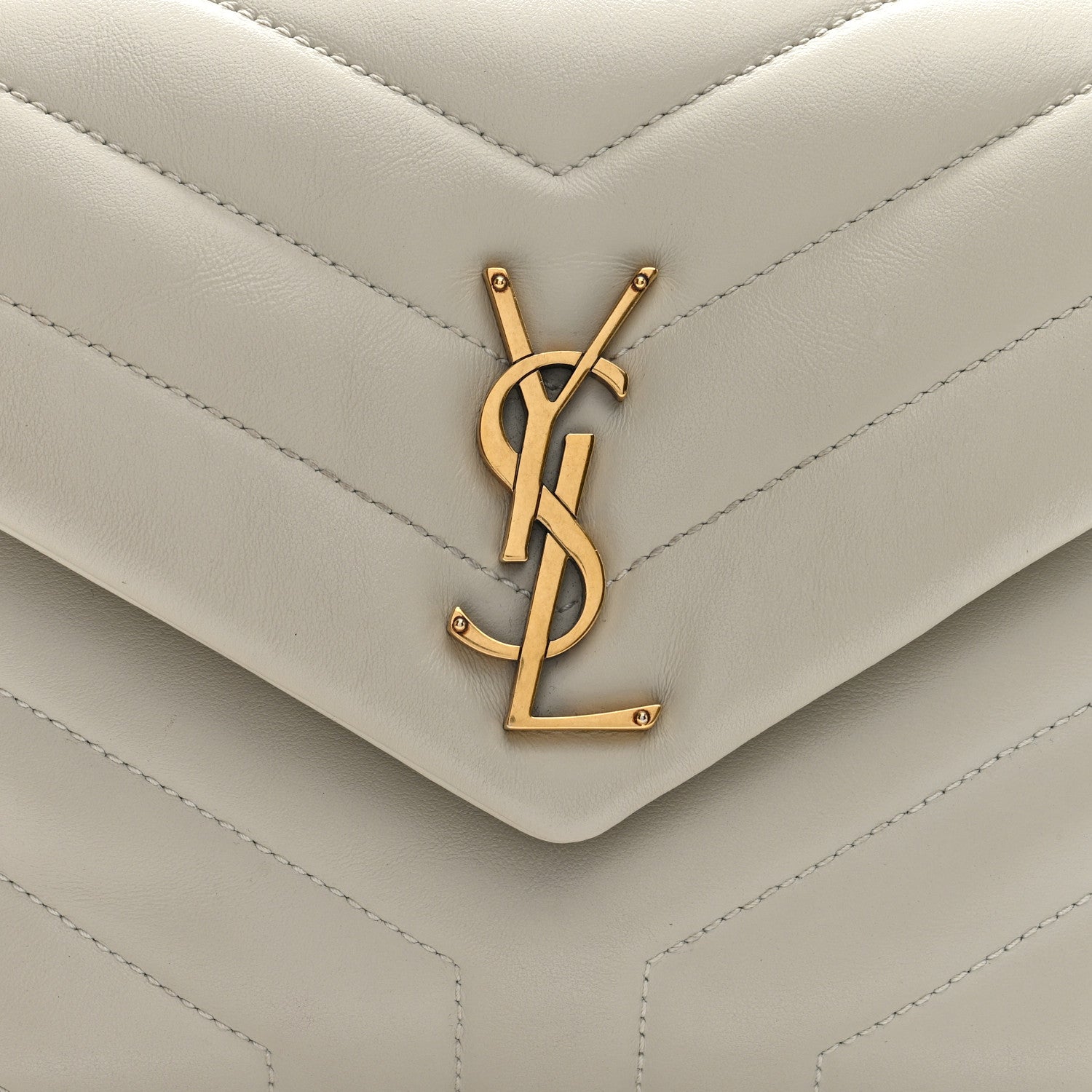 Saint Laurent Calfskin Y Quilted Monogram Small Loulou Chain Satchel Crema Soft 7 of 9