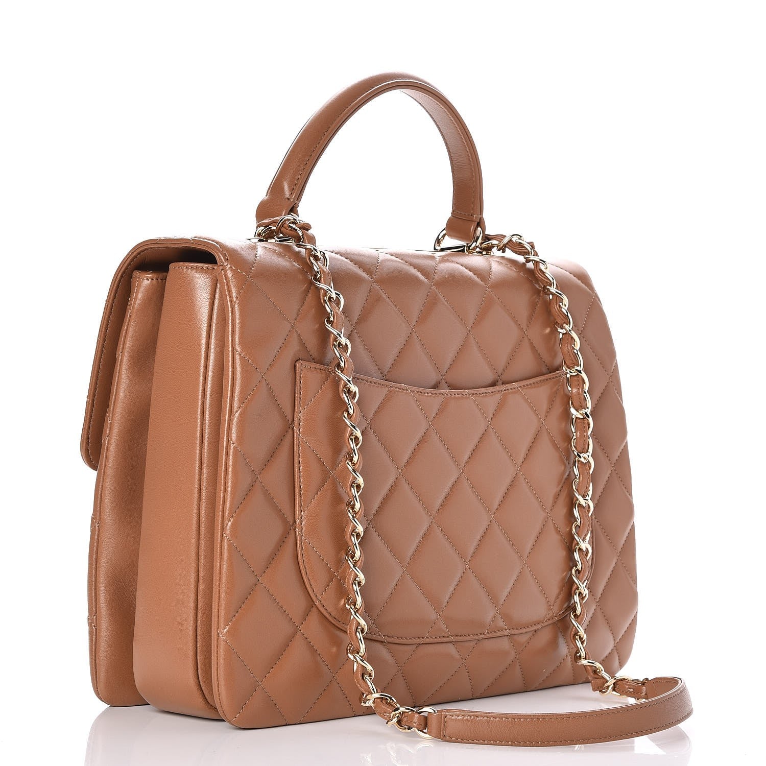 Chanel Lambskin Quilted Large Trendy CC Flap Camel 3 of 7