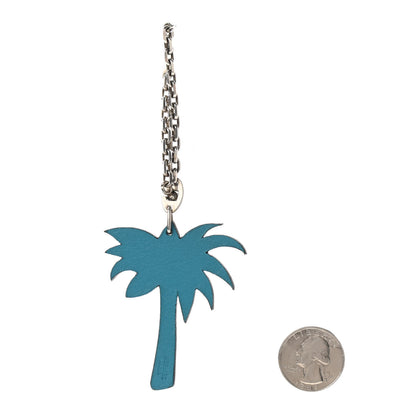 Hermes Swift Palm Tree Key Chain Bag Charm Bleu Izmir 2 of 3
