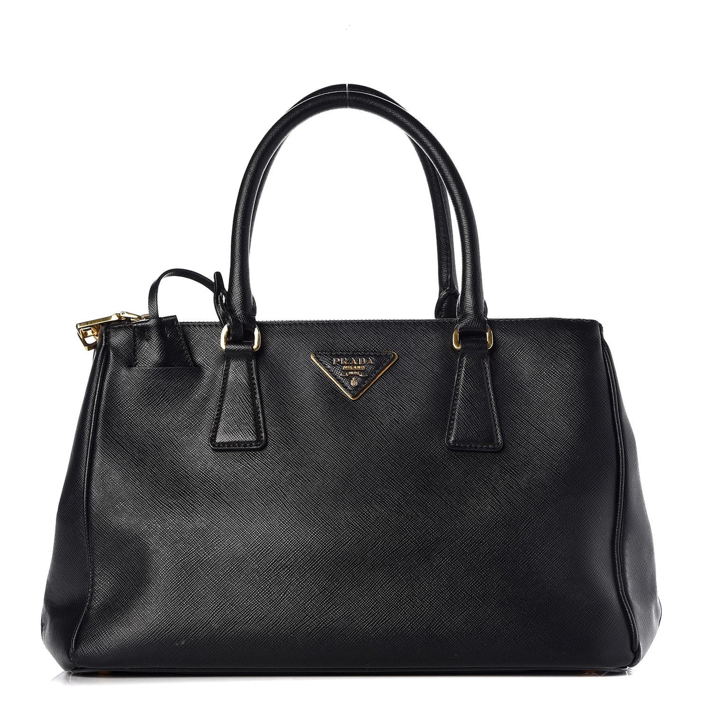Saffiano Medium Galleria Double Zip Tote Black